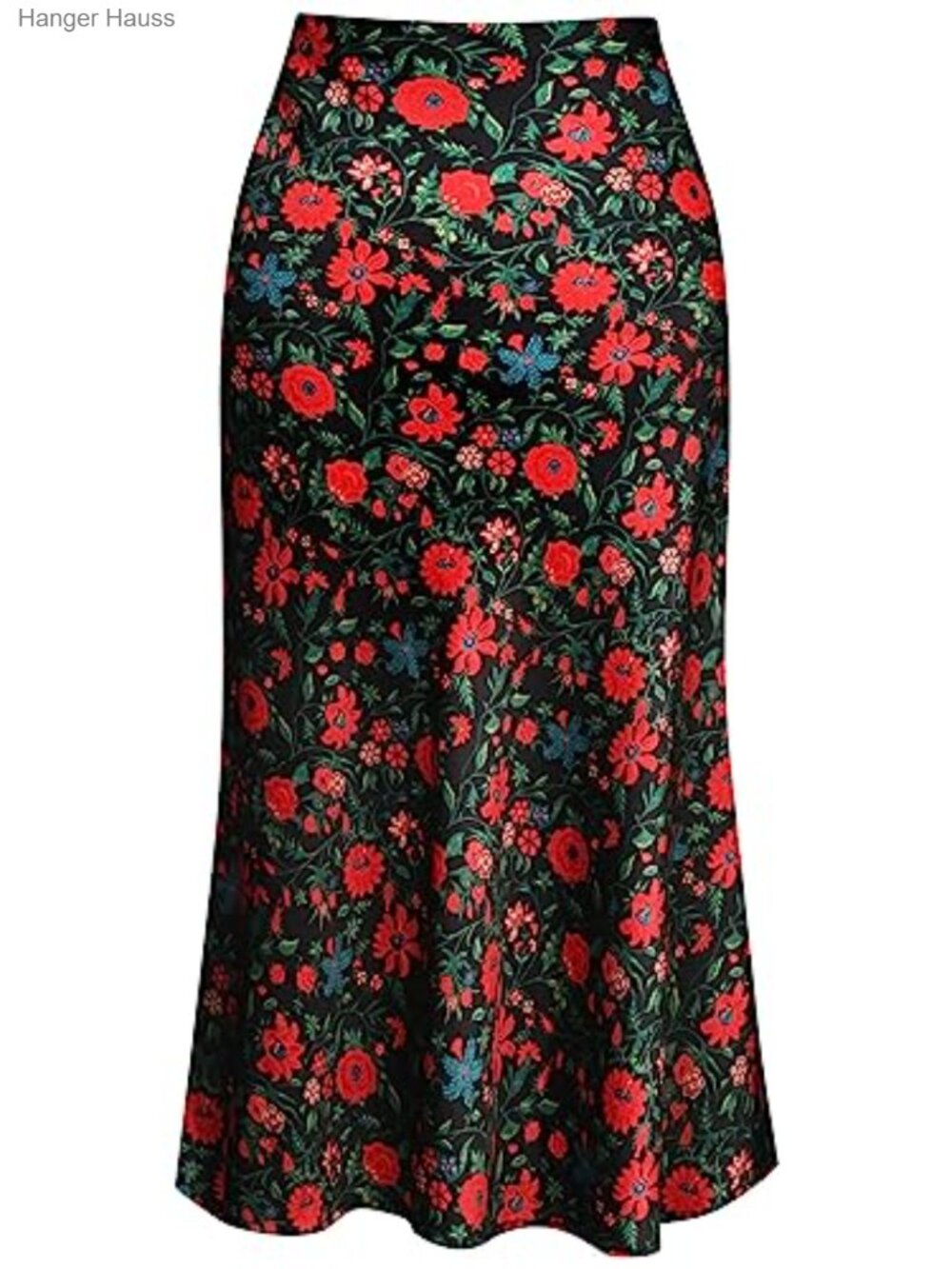 High Waist Satin A-Line Midi Skirt Casual Work Party